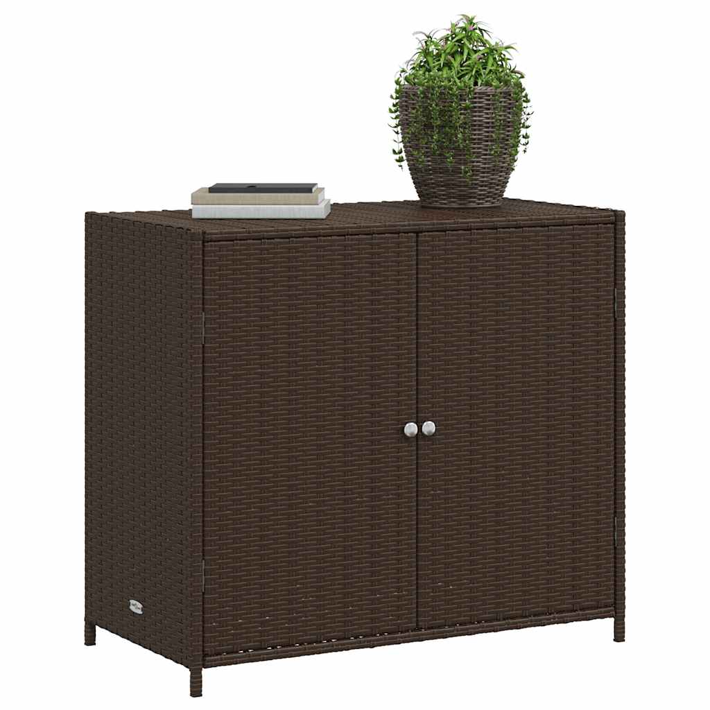 Outdoor Storage Boxes Garden Cabinet 83cm Poly Rattan Cupboard Black Lockable gr