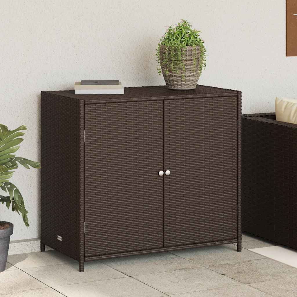 Outdoor Storage Boxes Garden Cabinet 83cm Poly Rattan Cupboard Black Lockable gr