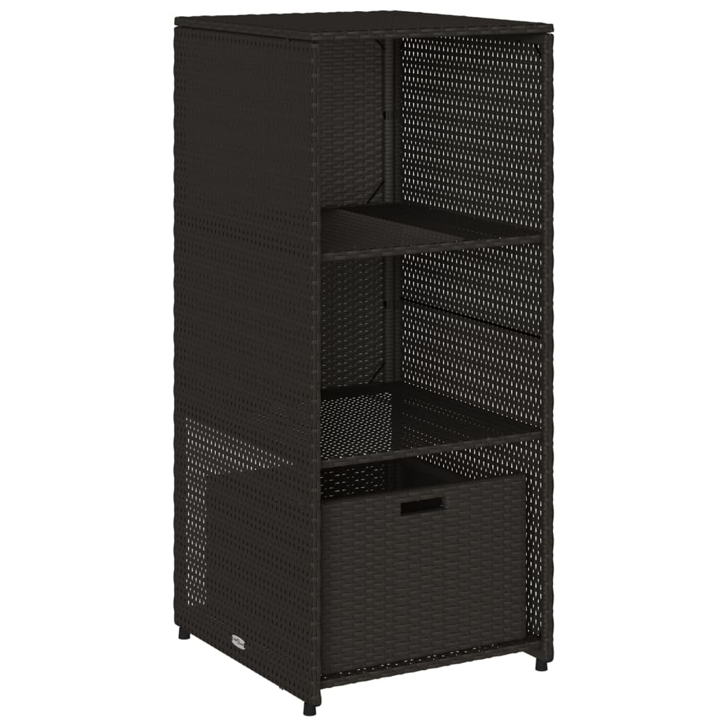 Outdoor Storage Boxes Rattan Garden Cabinet 115cm Cupboard Drawer Brown Patio bl