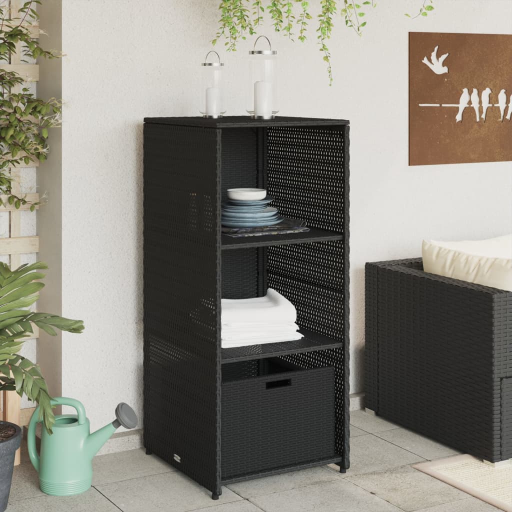 Outdoor Storage Boxes Rattan Garden Cabinet 115cm Cupboard Drawer Brown Patio bl