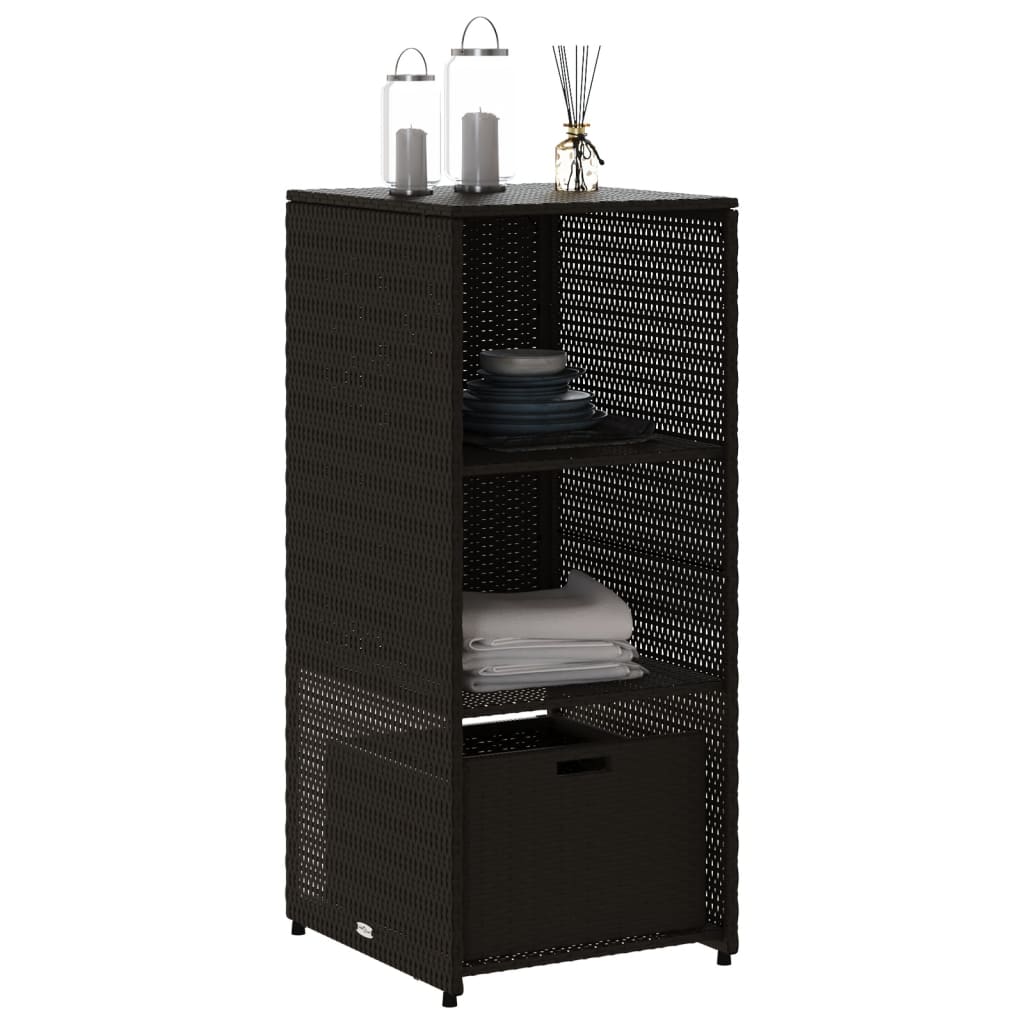 Outdoor Storage Boxes Rattan Garden Cabinet 115cm Cupboard Drawer Brown Patio bl