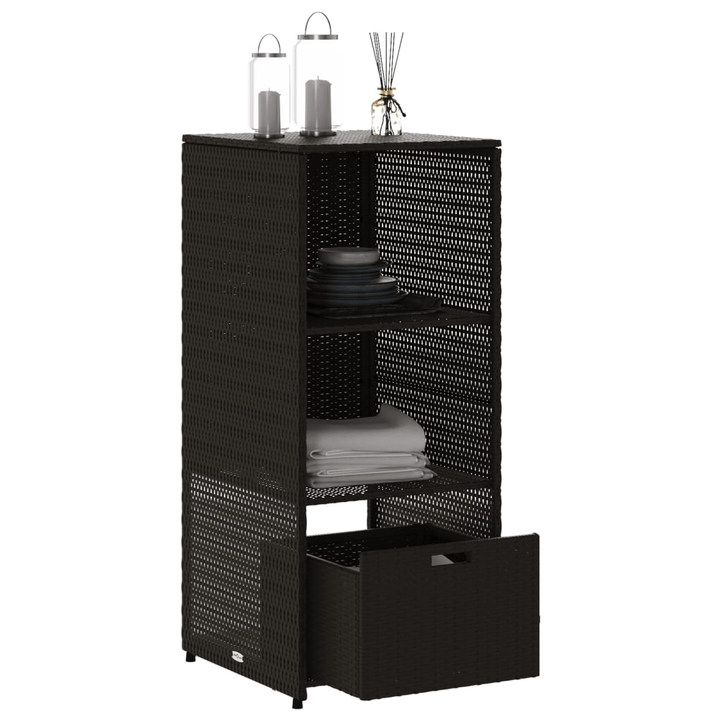 Outdoor Storage Boxes Rattan Garden Cabinet 115cm Cupboard Drawer Brown Patio bl