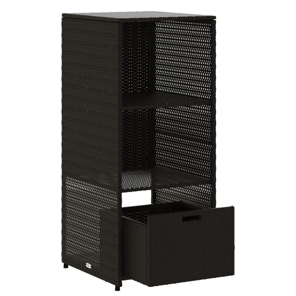 Outdoor Storage Boxes Rattan Garden Cabinet 115cm Cupboard Drawer Brown Patio bl