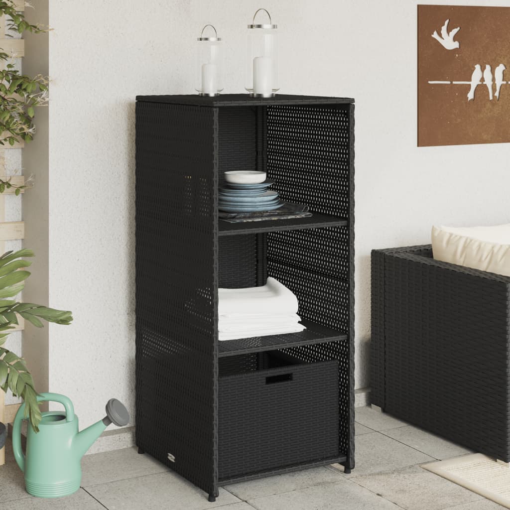 Outdoor Storage Boxes Rattan Garden Cabinet 115cm Cupboard Drawer Brown Patio bl