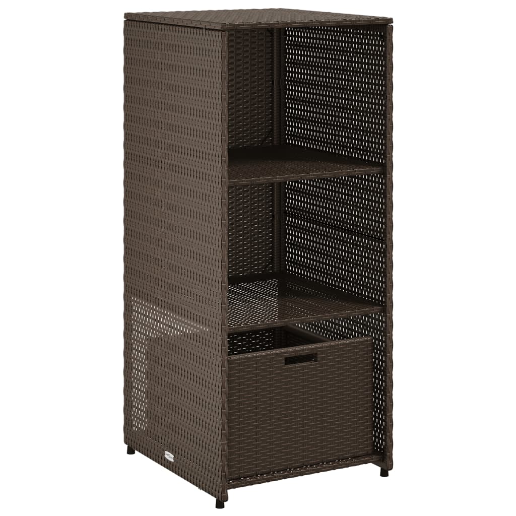 Outdoor Storage Boxes Rattan Garden Cabinet 115cm Cupboard Drawer Brown Patio bl