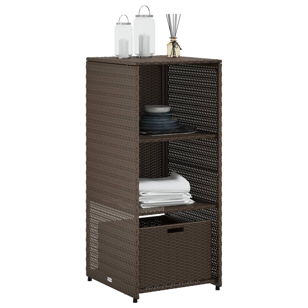 Outdoor Storage Boxes Rattan Garden Cabinet 115cm Cupboard Drawer Brown Patio bl