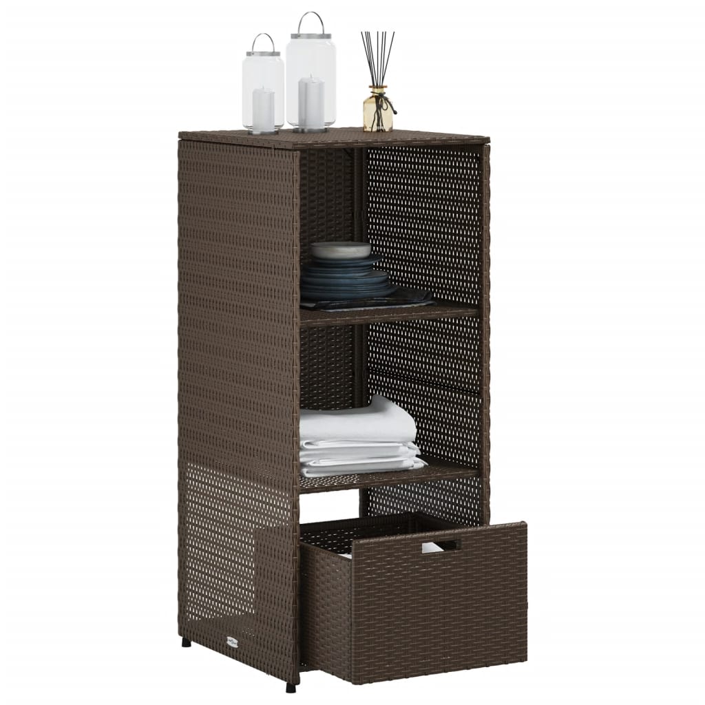 Outdoor Storage Boxes Rattan Garden Cabinet 115cm Cupboard Drawer Brown Patio bl