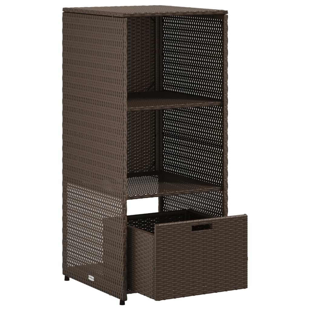 Outdoor Storage Boxes Rattan Garden Cabinet 115cm Cupboard Drawer Brown Patio bl