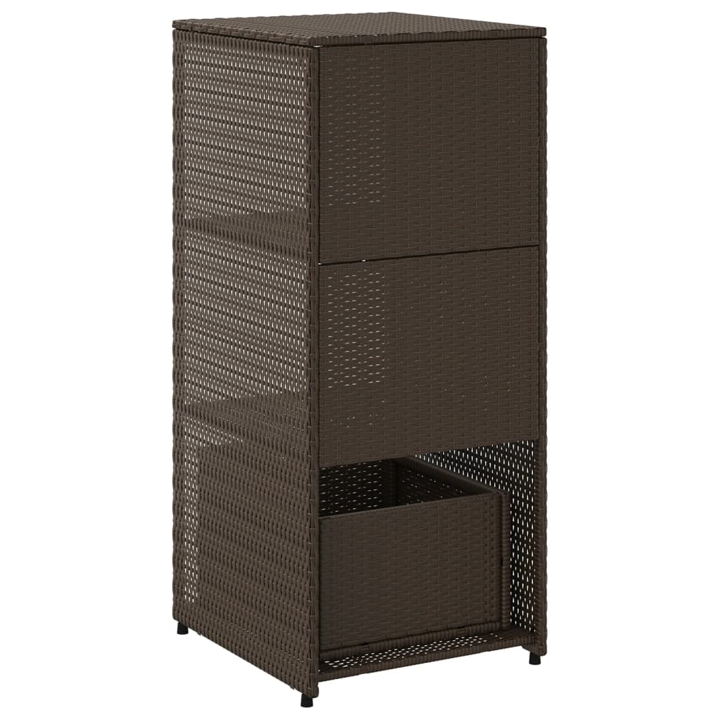 Outdoor Storage Boxes Rattan Garden Cabinet 115cm Cupboard Drawer Brown Patio bl