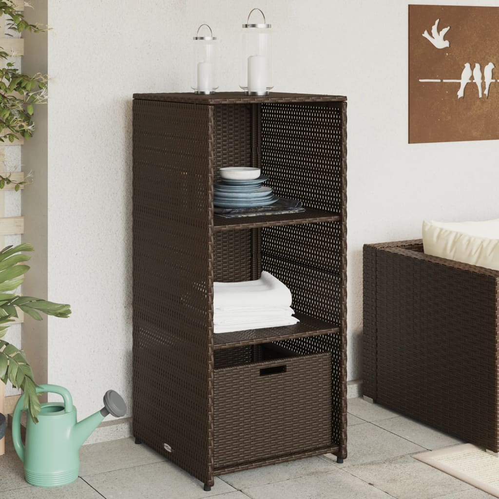 Outdoor Storage Boxes Rattan Garden Cabinet 115cm Cupboard Drawer Brown Patio bl