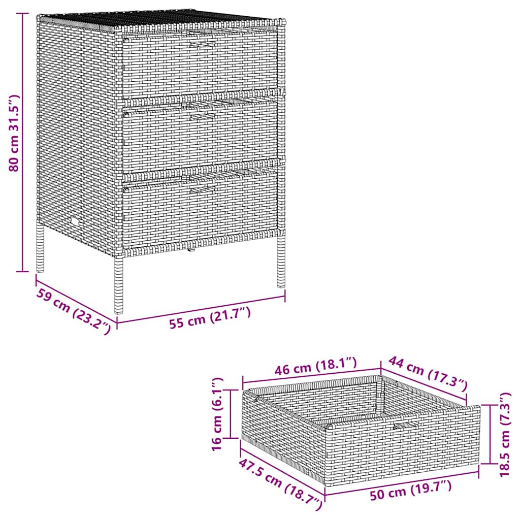 Garden Storage Cabinet Poly Rattan