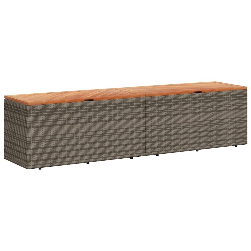 Garden Storage Box Poly Rattan Acacia Wood
