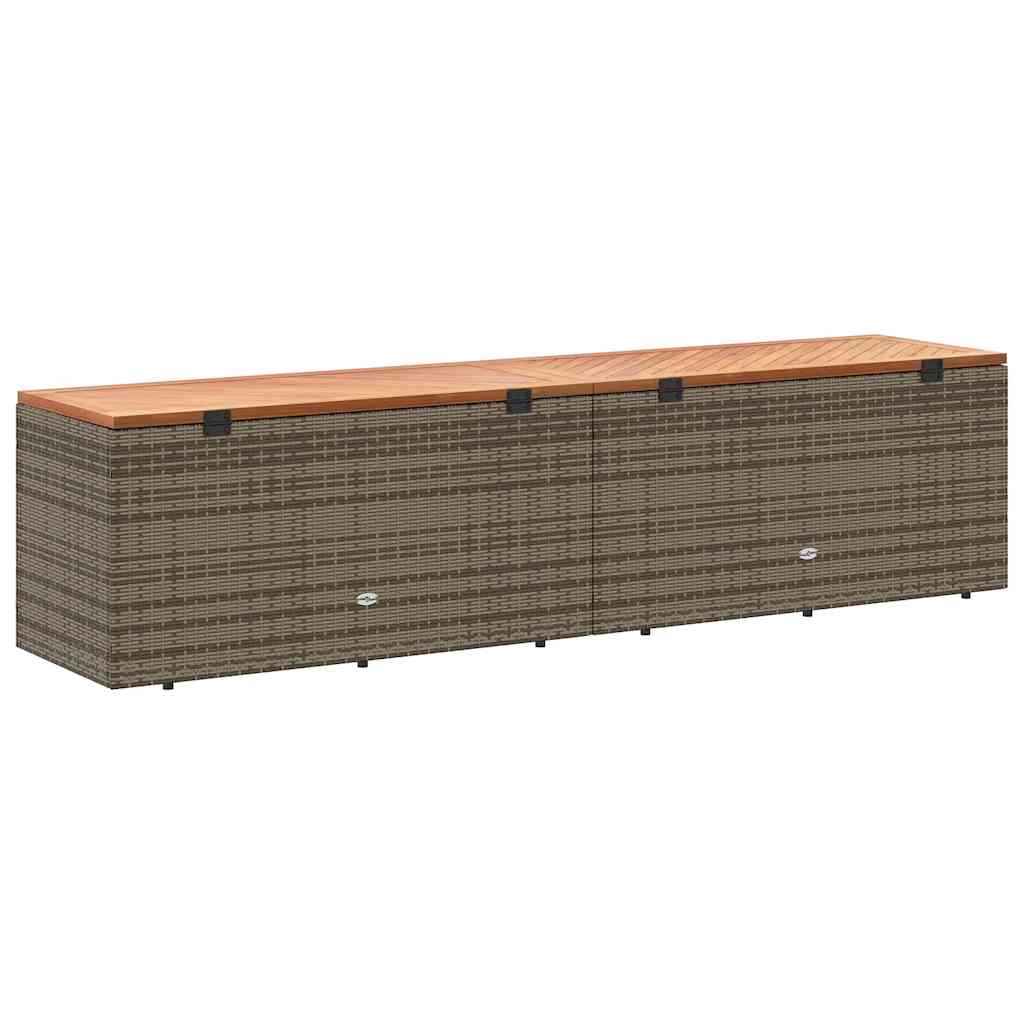 Garden Storage Box Poly Rattan Acacia Wood