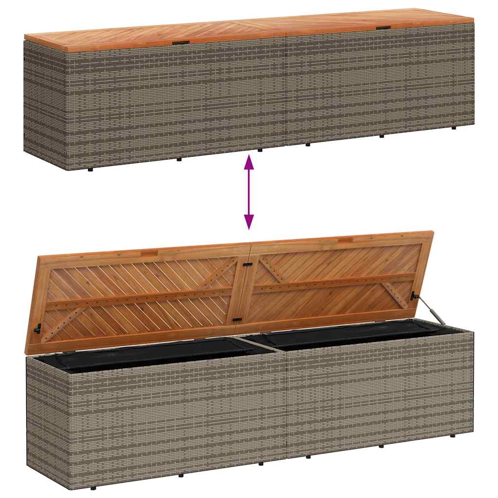 Garden Storage Box Poly Rattan Acacia Wood