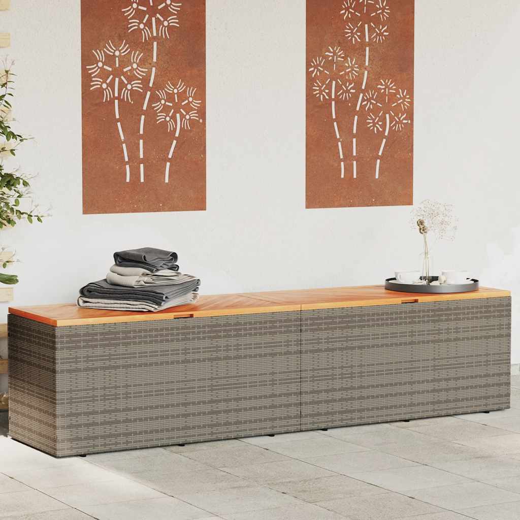 Garden Storage Box Poly Rattan Acacia Wood