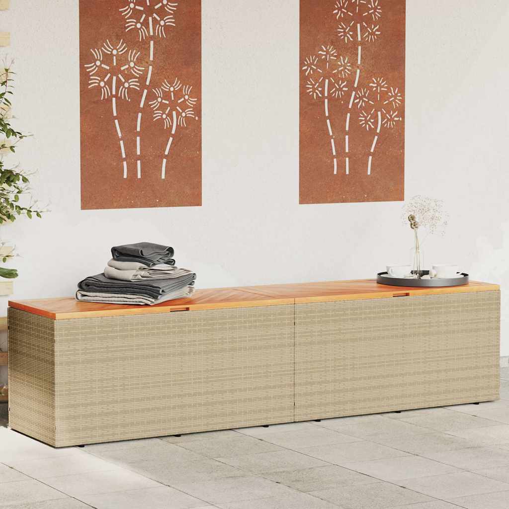 Garden Storage Box Poly Rattan Acacia Wood