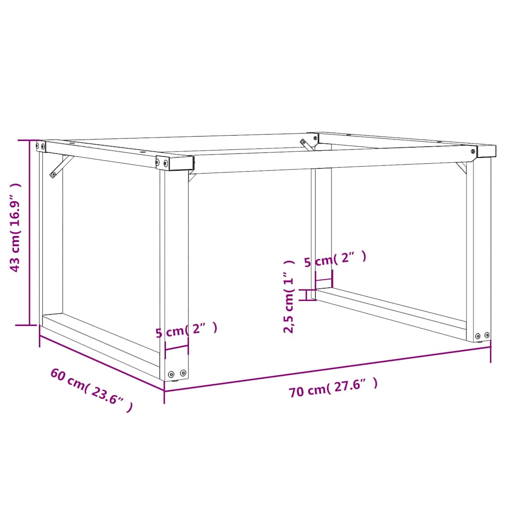 Table Legs Coffee O Frame Steel 70x60x43cm Industrial Heavy Duty Black LED 70 cm