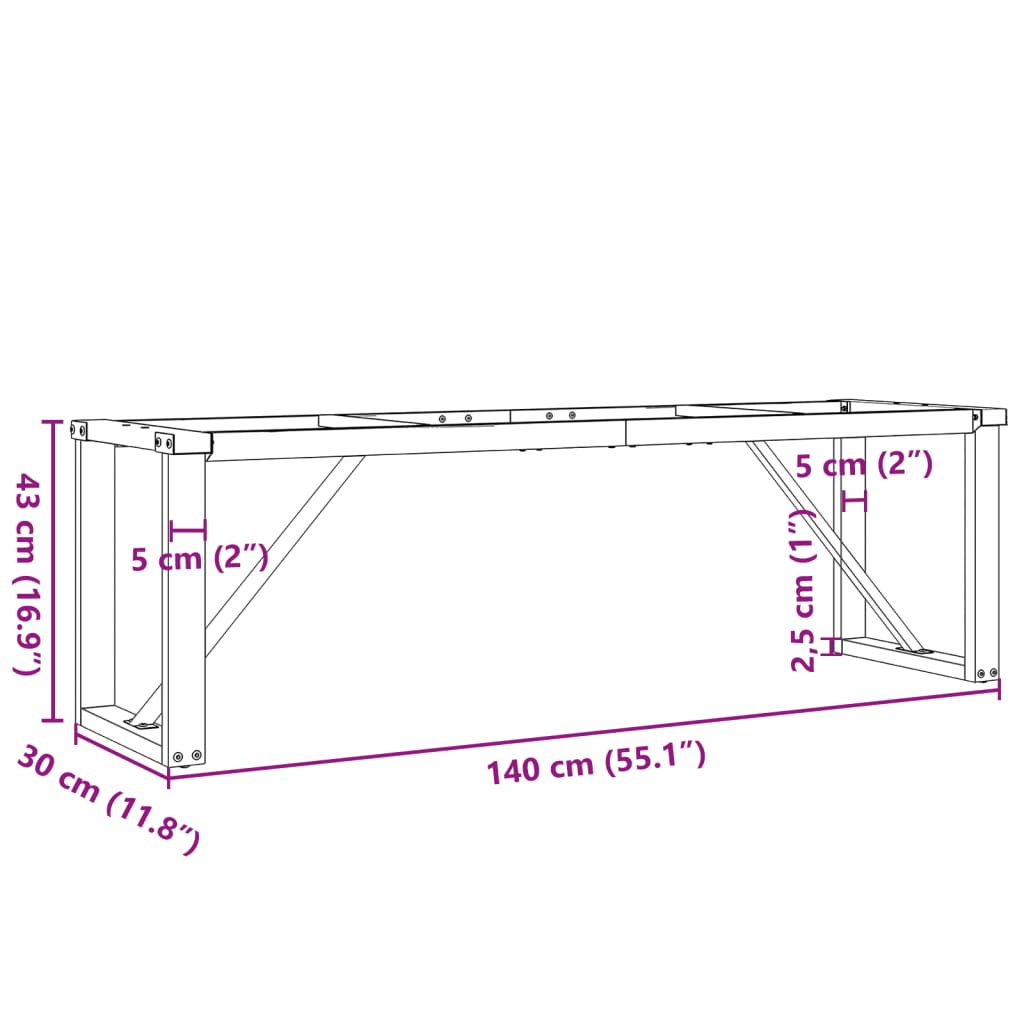 Coffee Table Legs O-Frame 140X30X43 Cm Steel