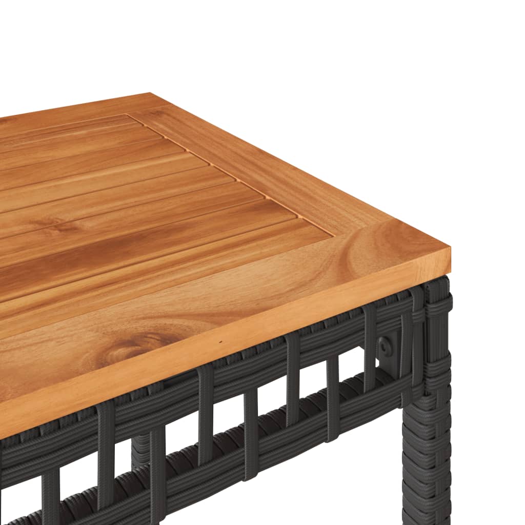 Garden Table 38X38X42 Cm Poly Rattan Acacia Wood
