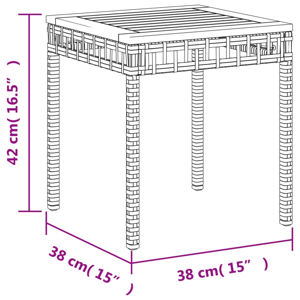 Garden Table 38X38X42 Cm Poly Rattan Acacia Wood