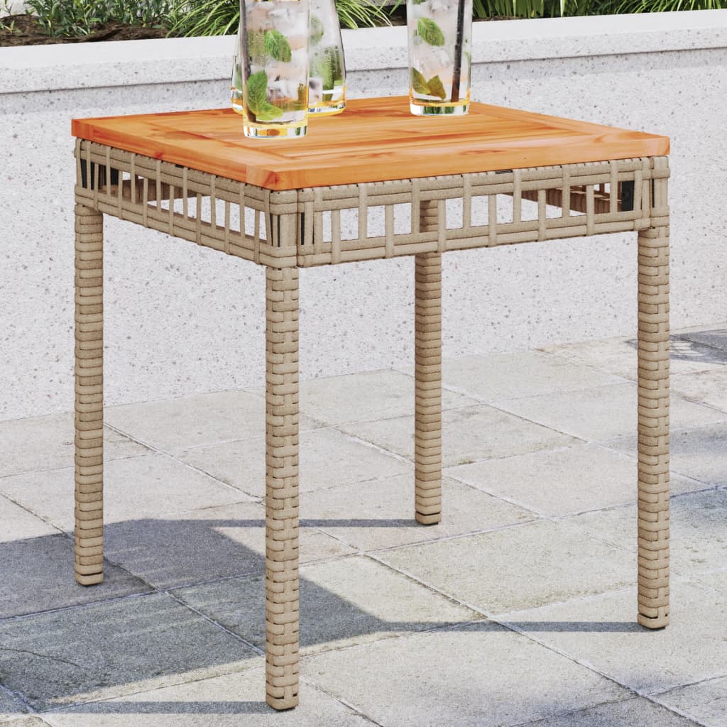Garden Table 38X38X42 Cm Poly Rattan Acacia Wood