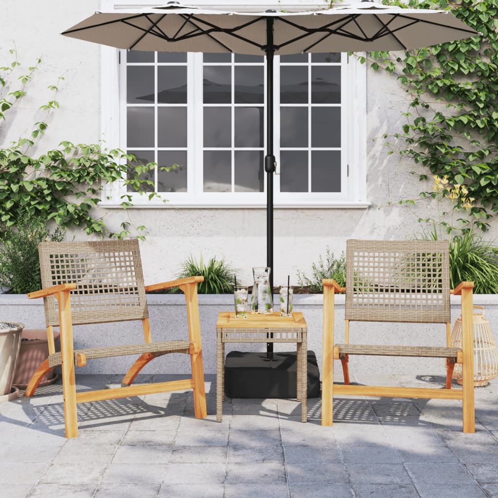 Garden Chairs 2 Pcs Poly Rattan And Acacia Wood