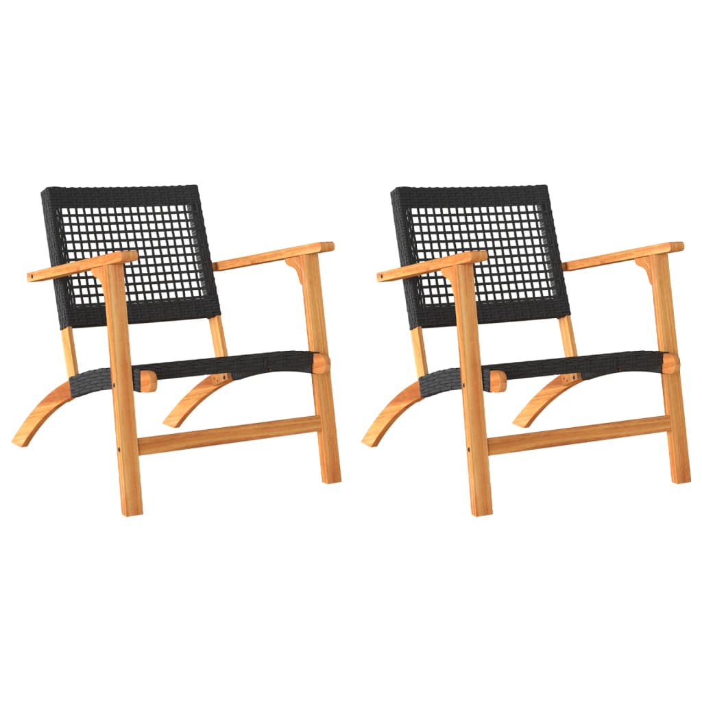 Garden Chairs 2 Pcs Poly Rattan And Acacia Wood