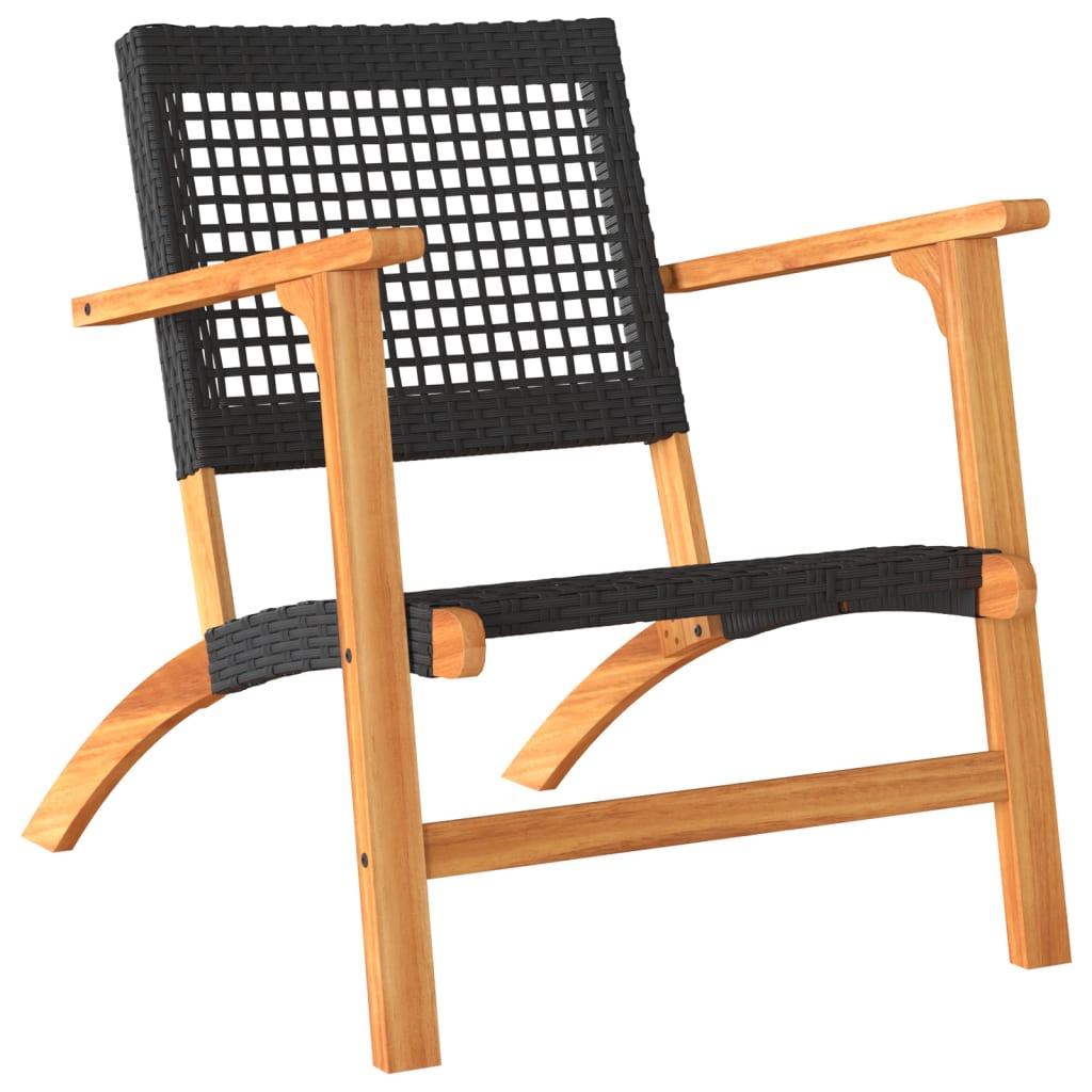 Garden Chairs 2 Pcs Poly Rattan And Acacia Wood