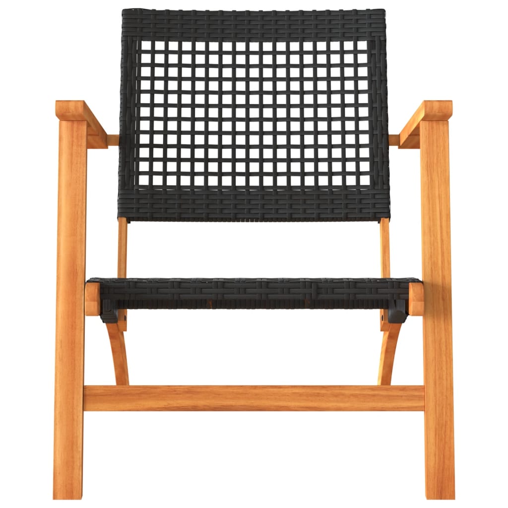 Garden Chairs 2 Pcs Poly Rattan And Acacia Wood