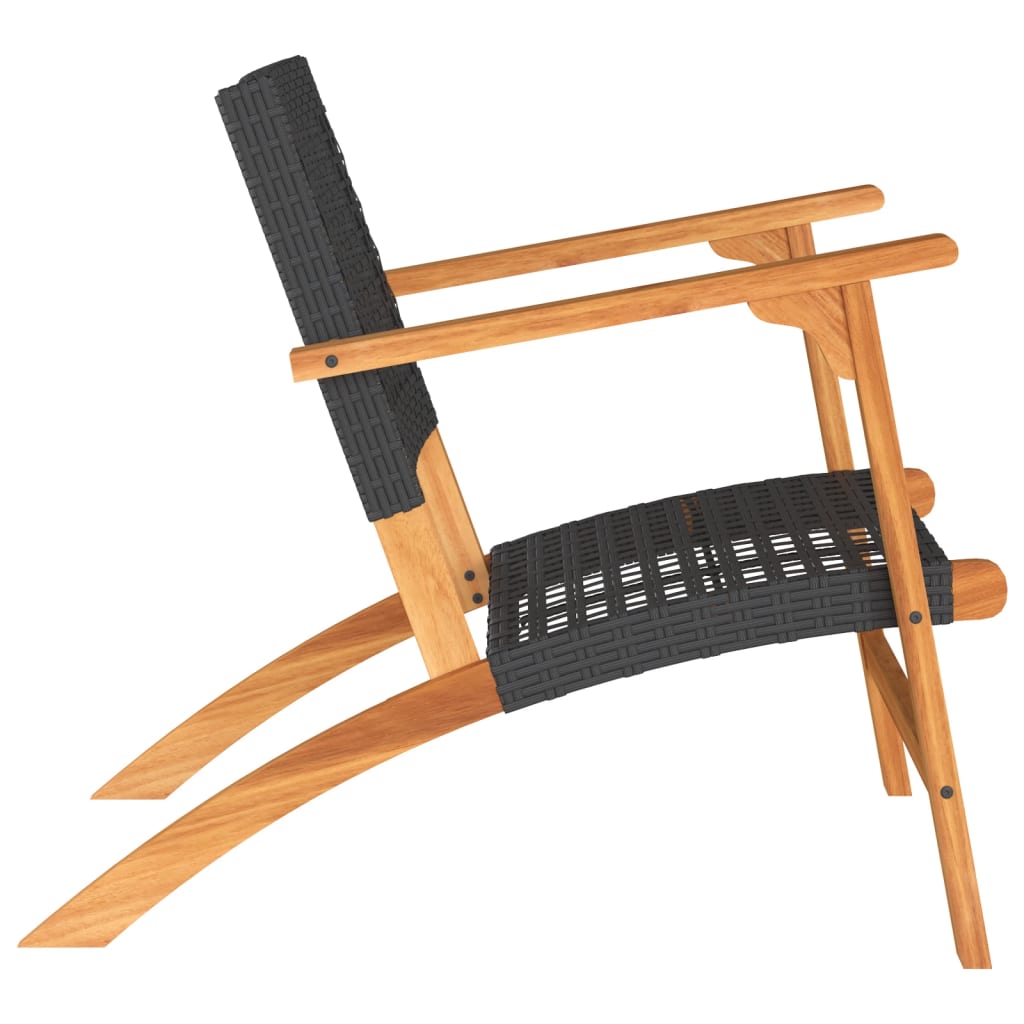 Garden Chairs 2 Pcs Poly Rattan And Acacia Wood