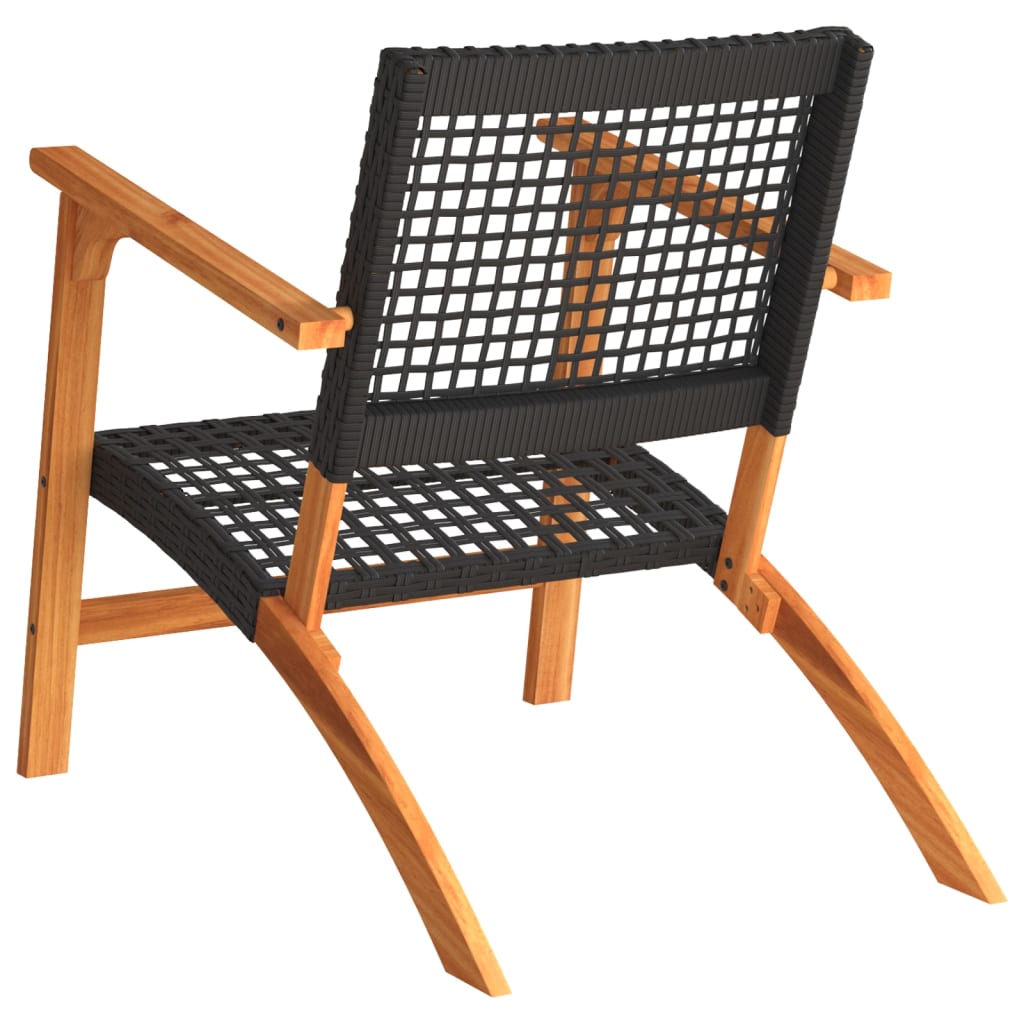 Garden Chairs 2 Pcs Poly Rattan And Acacia Wood