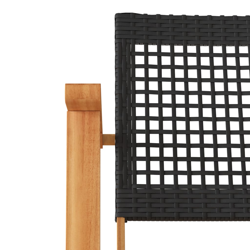 Garden Chairs 2 Pcs Poly Rattan And Acacia Wood