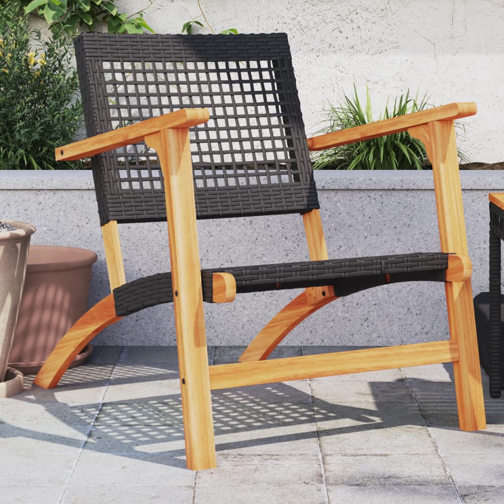 Garden Chairs 2 Pcs Poly Rattan And Acacia Wood