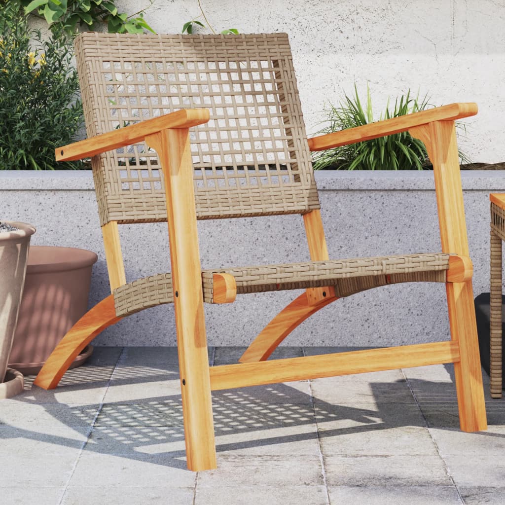 Garden Chairs 2 Pcs Poly Rattan And Acacia Wood