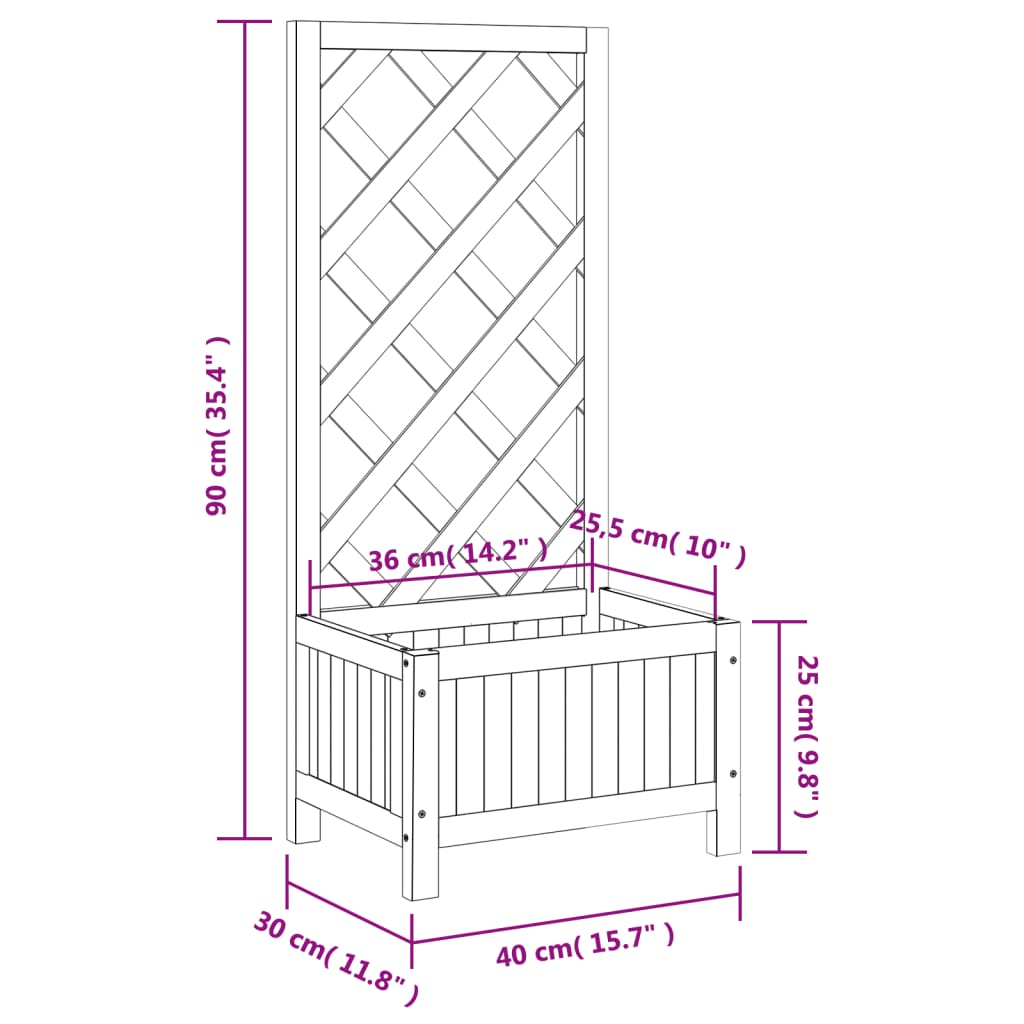 Planter With Trellis Solid Wood Fir