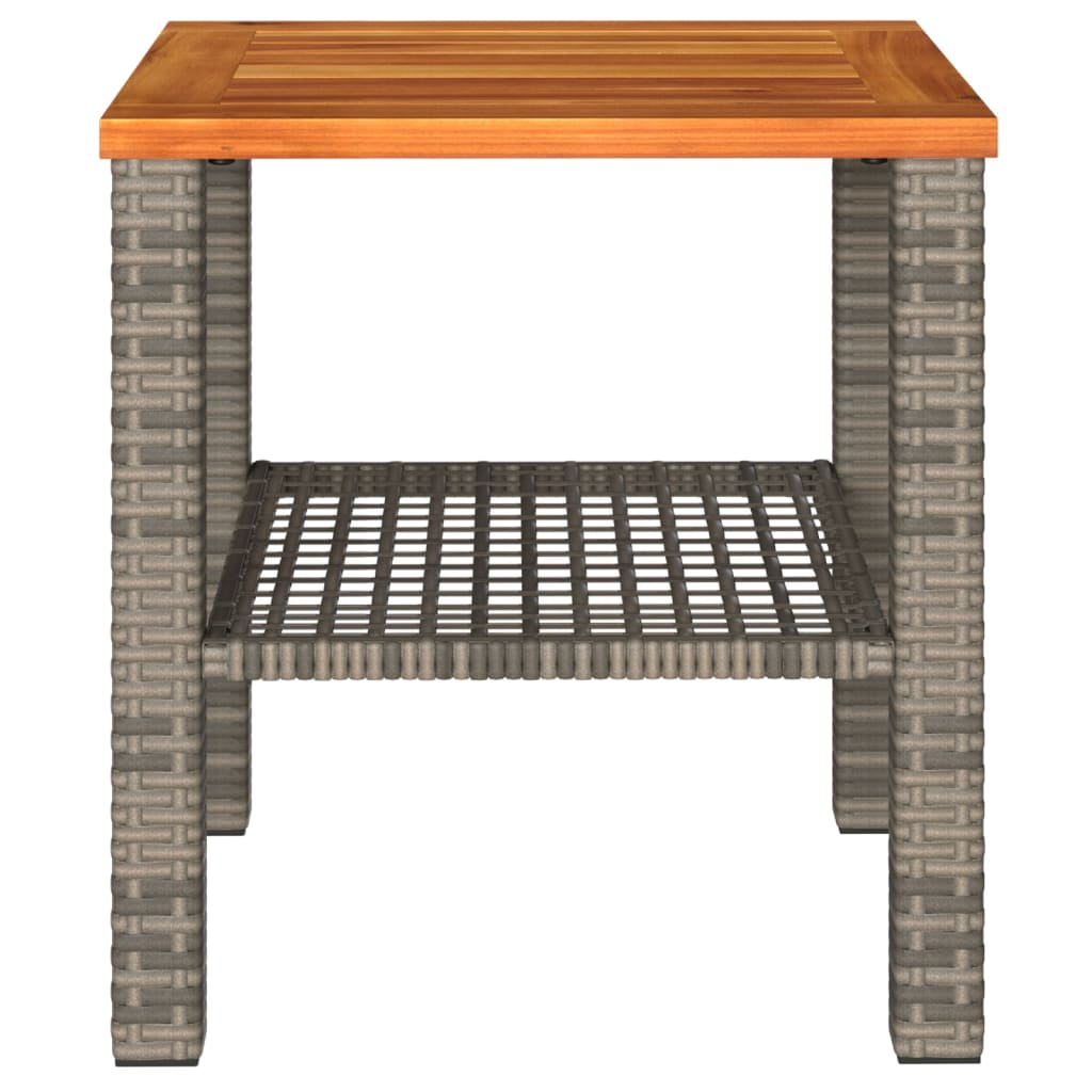 Garden Table Grey Poly Rattan Acacia Wood
