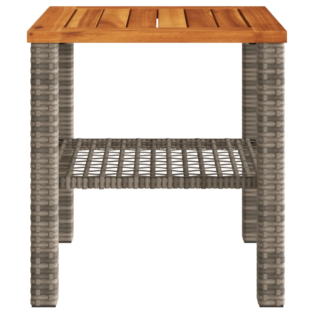 Garden Table Grey Poly Rattan Acacia Wood