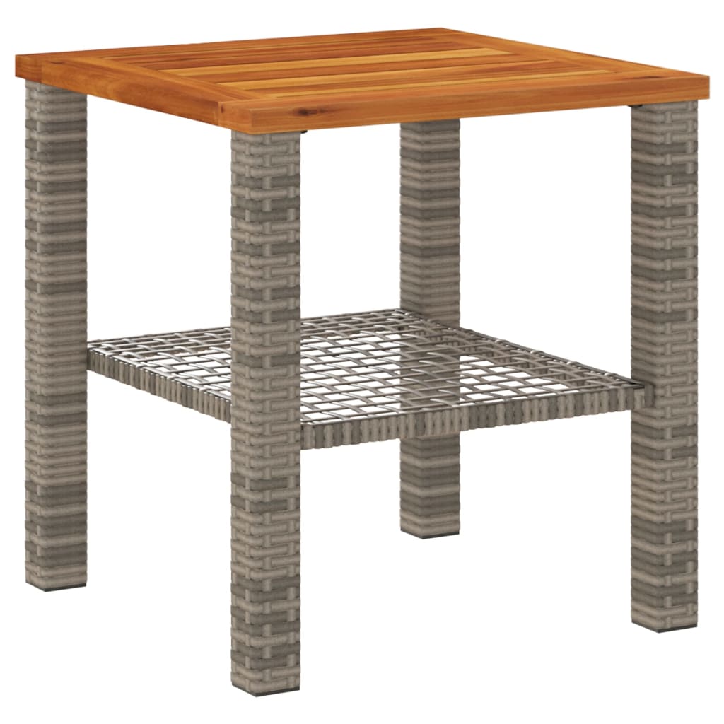 Garden Table Grey Poly Rattan Acacia Wood
