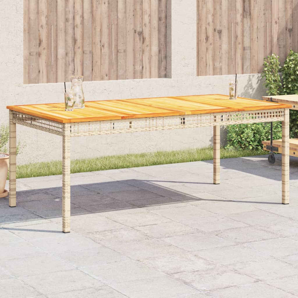 Garden Table Grey Poly Rattan Acacia Wood