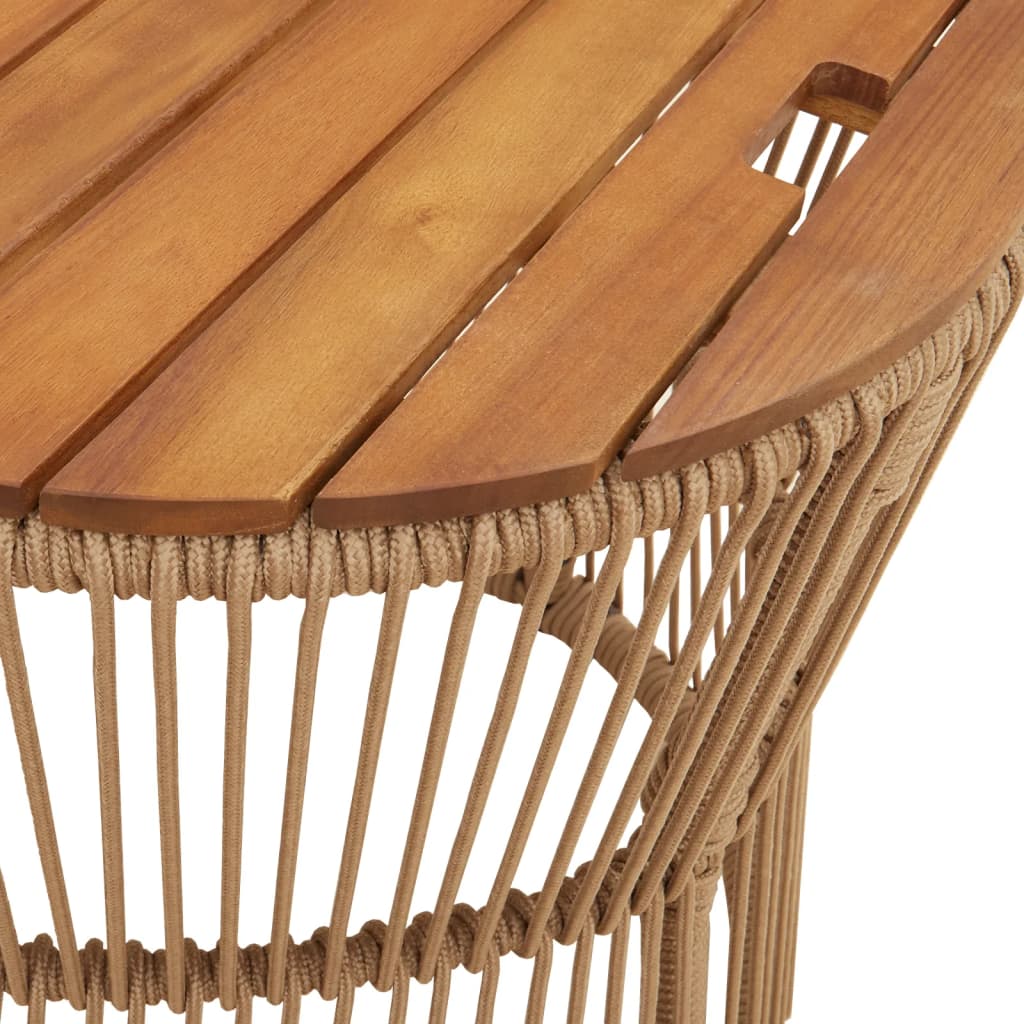Garden Side Tables 2 Pcs With Wooden Top Poly Rattan