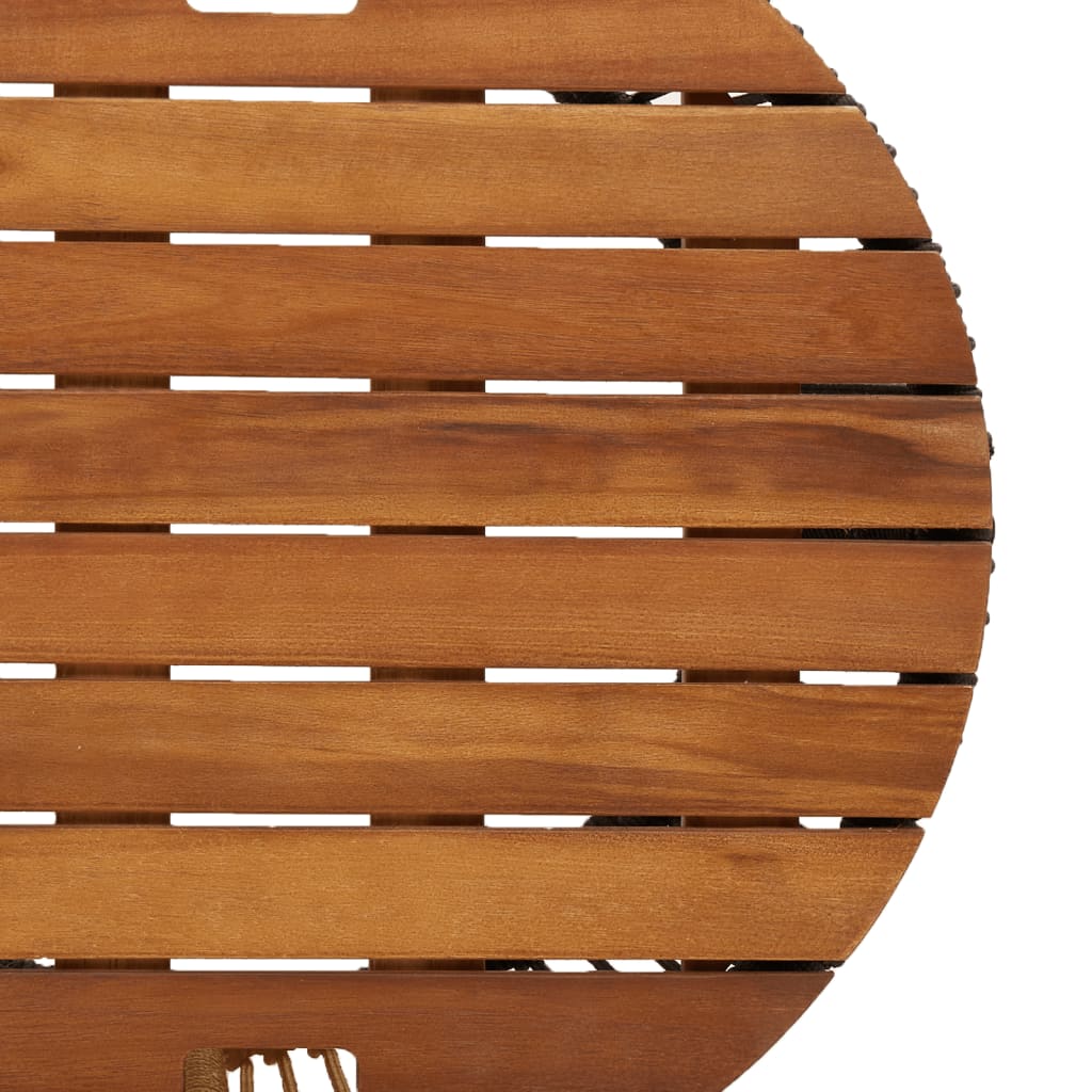 Garden Side Tables 2 Pcs With Wooden Top Poly Rattan