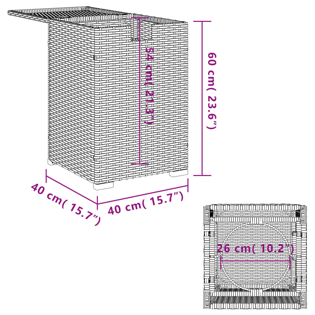 Propane Tank Cover Table 40X40X60 Cm Poly Rattan