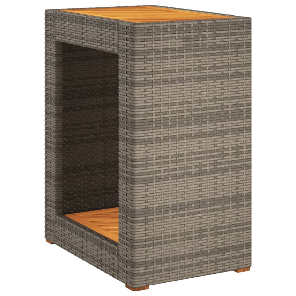 Outdoor Table Garden Side Wooden Top Poly Rattan grey beige black PE rattan 100