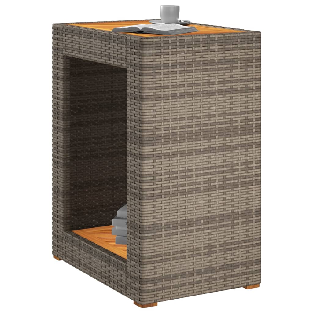 Outdoor Table Garden Side Wooden Top Poly Rattan grey beige black PE rattan 100