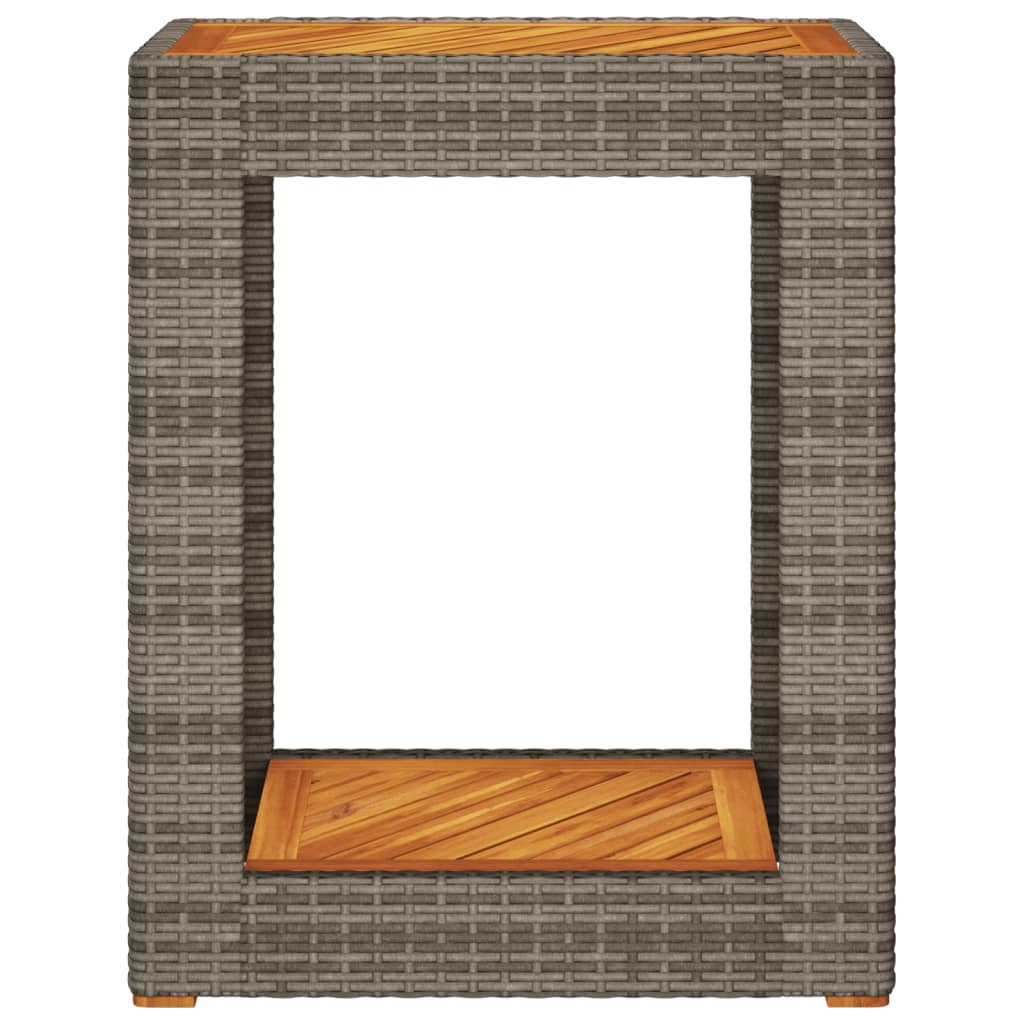 Outdoor Table Garden Side Wooden Top Poly Rattan grey beige black PE rattan 100
