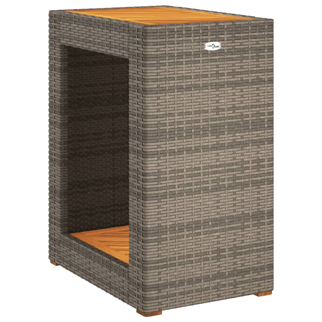 Outdoor Table Garden Side Wooden Top Poly Rattan grey beige black PE rattan 100