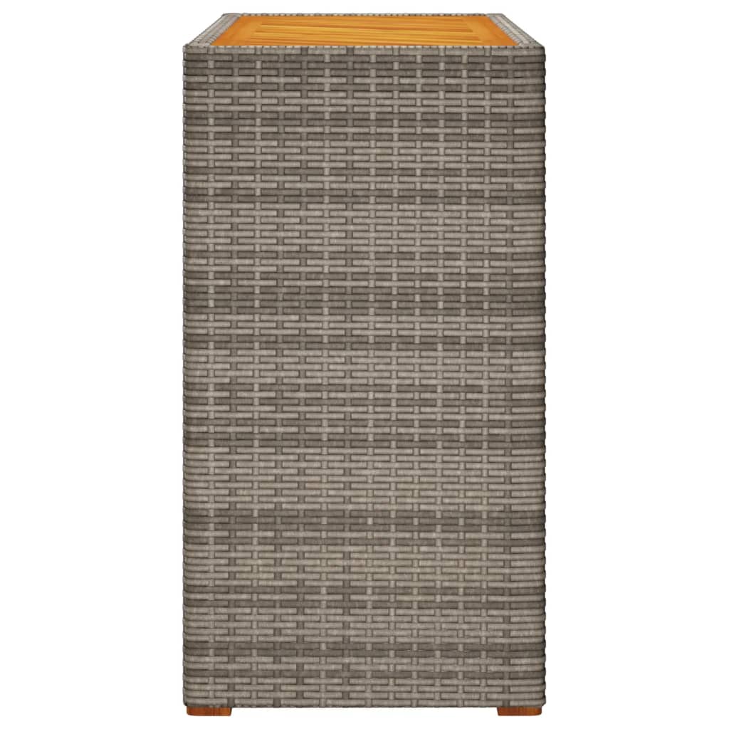 Garden Side Table With Wooden Top Poly Rattan