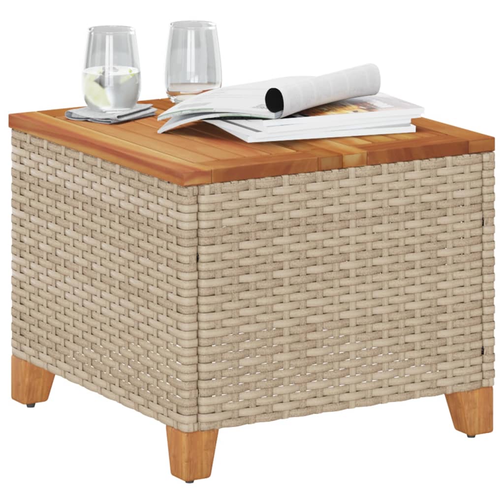 Garden Table 45X45X37 Cm Poly Rattan Acacia Wood