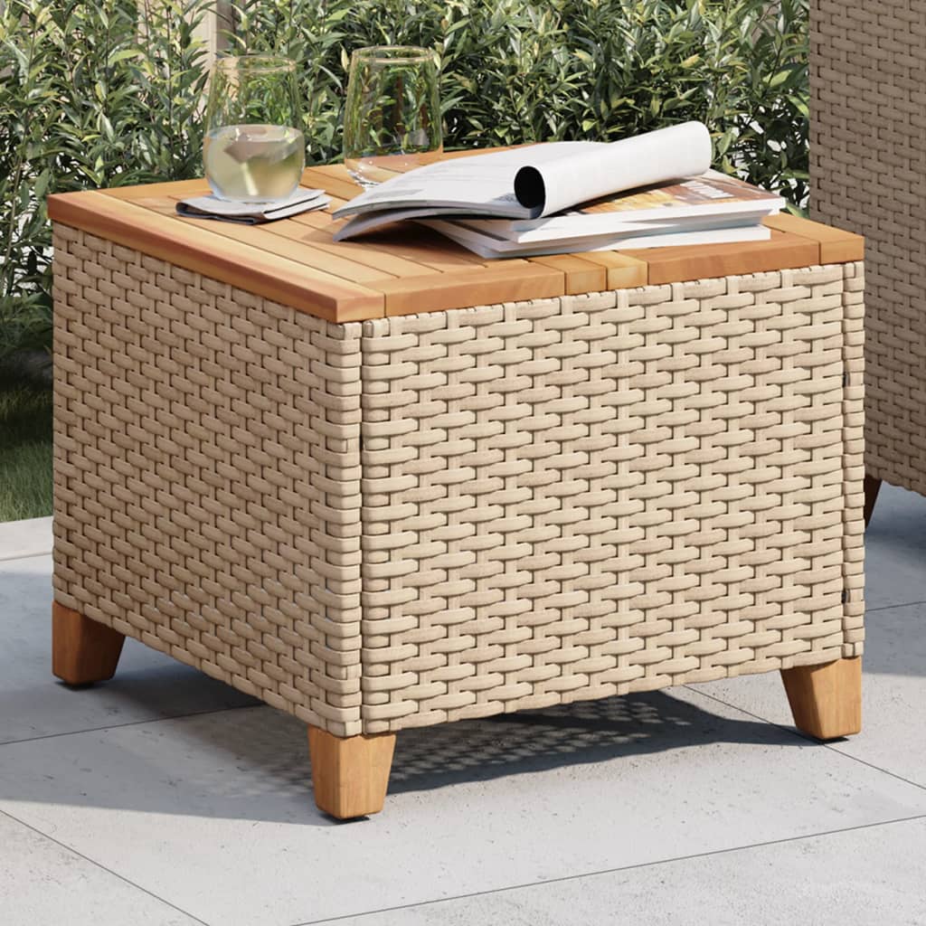 Garden Table 45X45X37 Cm Poly Rattan Acacia Wood