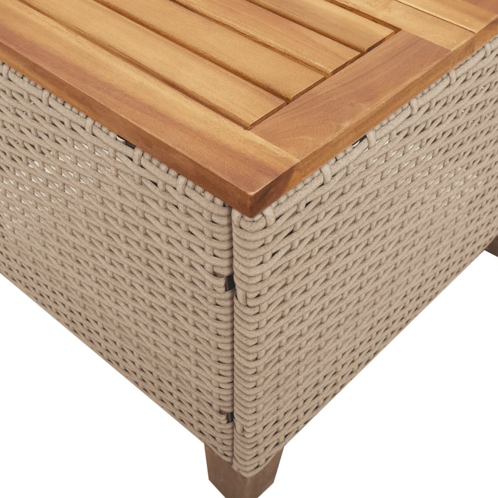 Garden Table 45X45X37 Cm Poly Rattan Acacia Wood